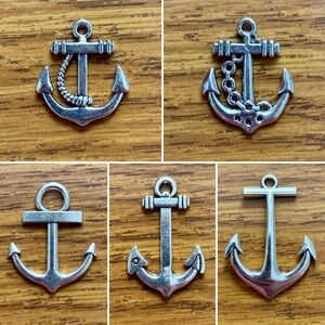 Anchor Charm Pendant Lot of 5